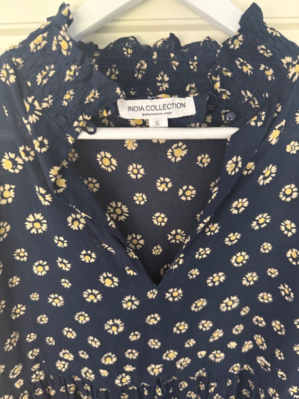 Emerson Fry India Navy Maxi Dress with Cream Floral daisy Print - Picture 3 of 4